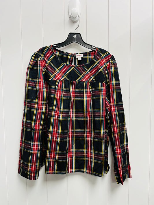 Top Long Sleeve By J. Crew In Black & Red, Size: L