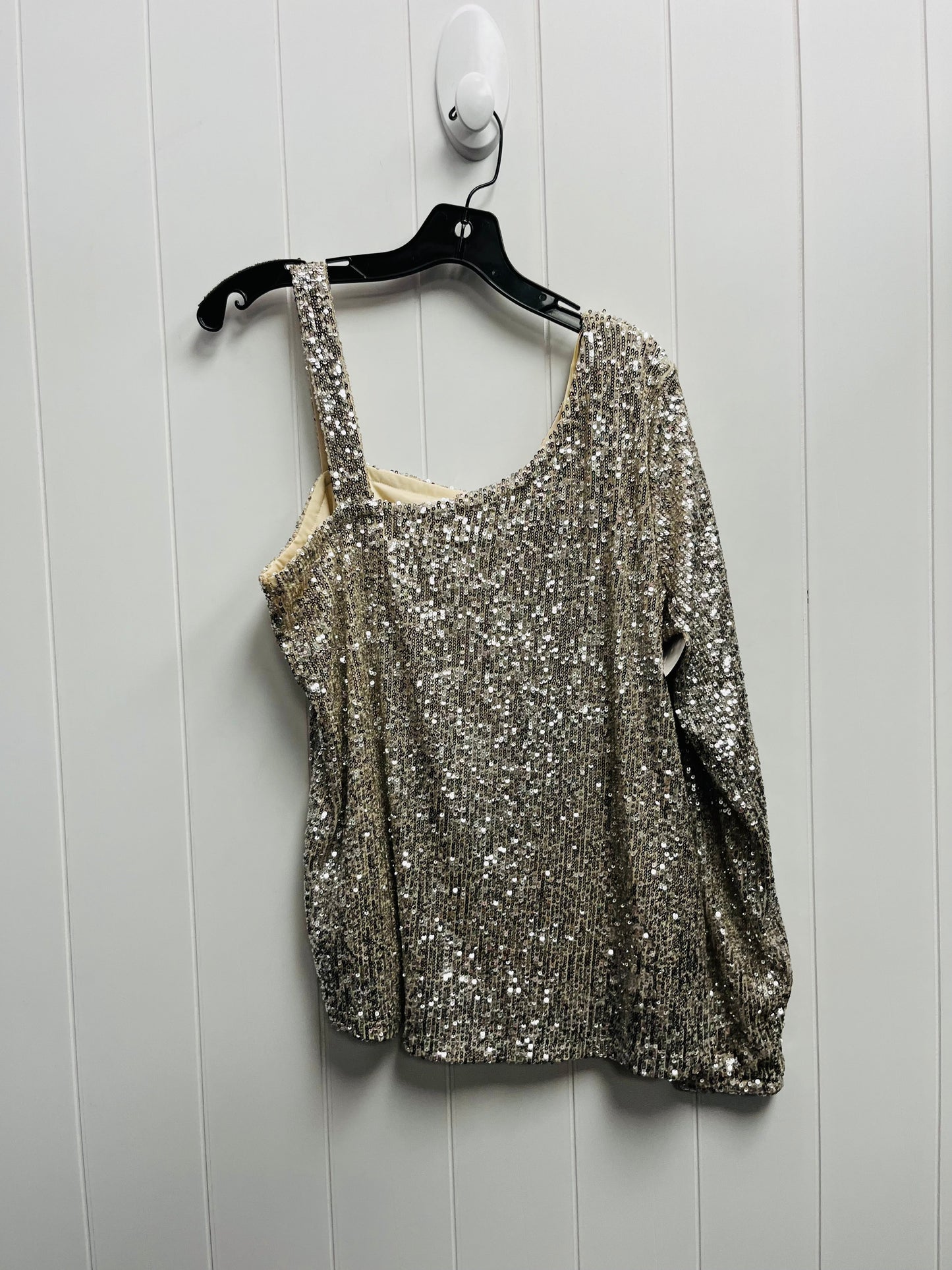 Silver Blouse Long Sleeve Cable And Gauge, Size L