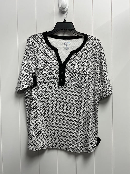 Top Short Sleeve By Croft And Barrow In Black & White, Size: Xxl