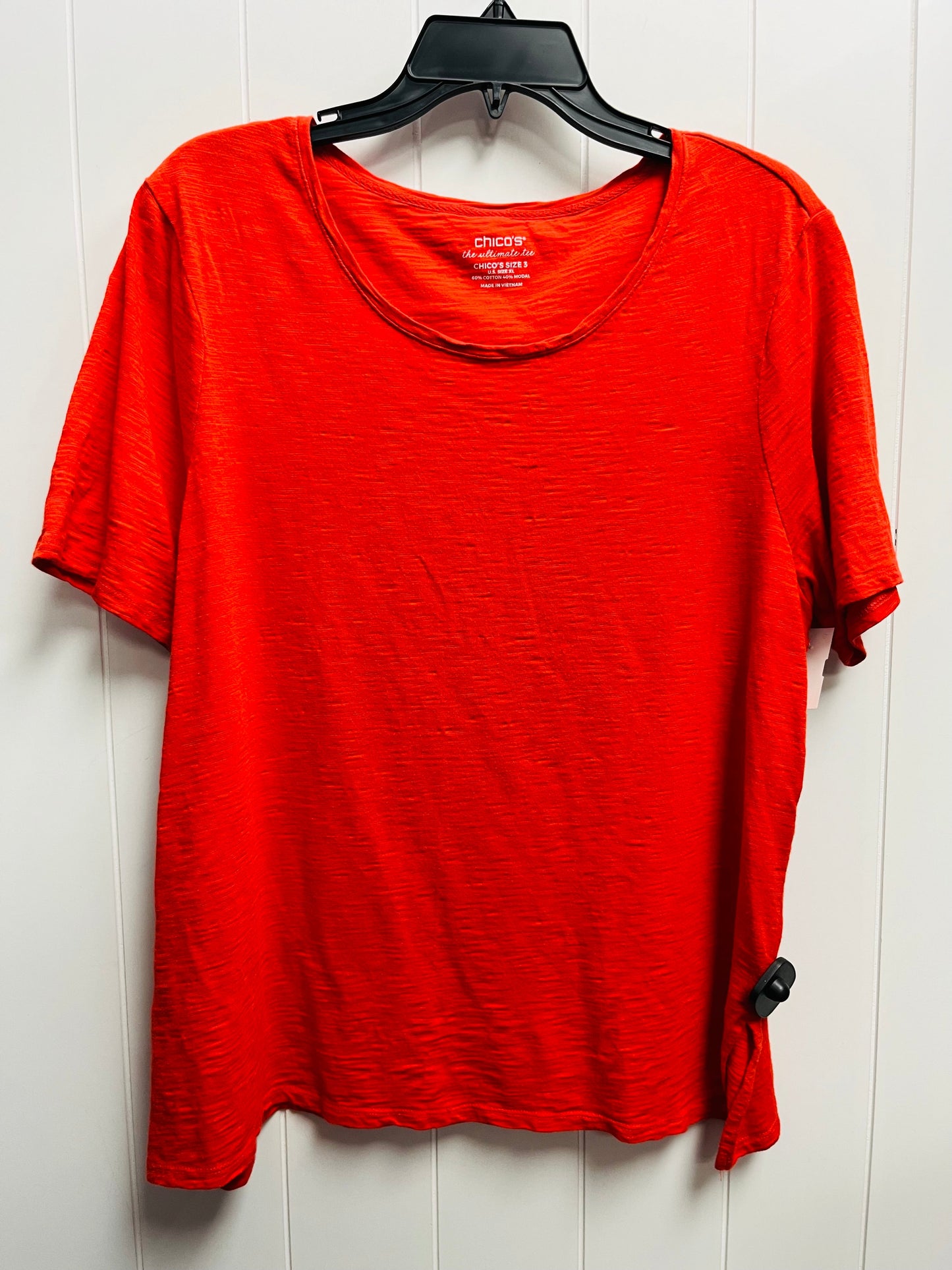 Top Short Sleeve Basic By Chicos In Red, Size: Xl