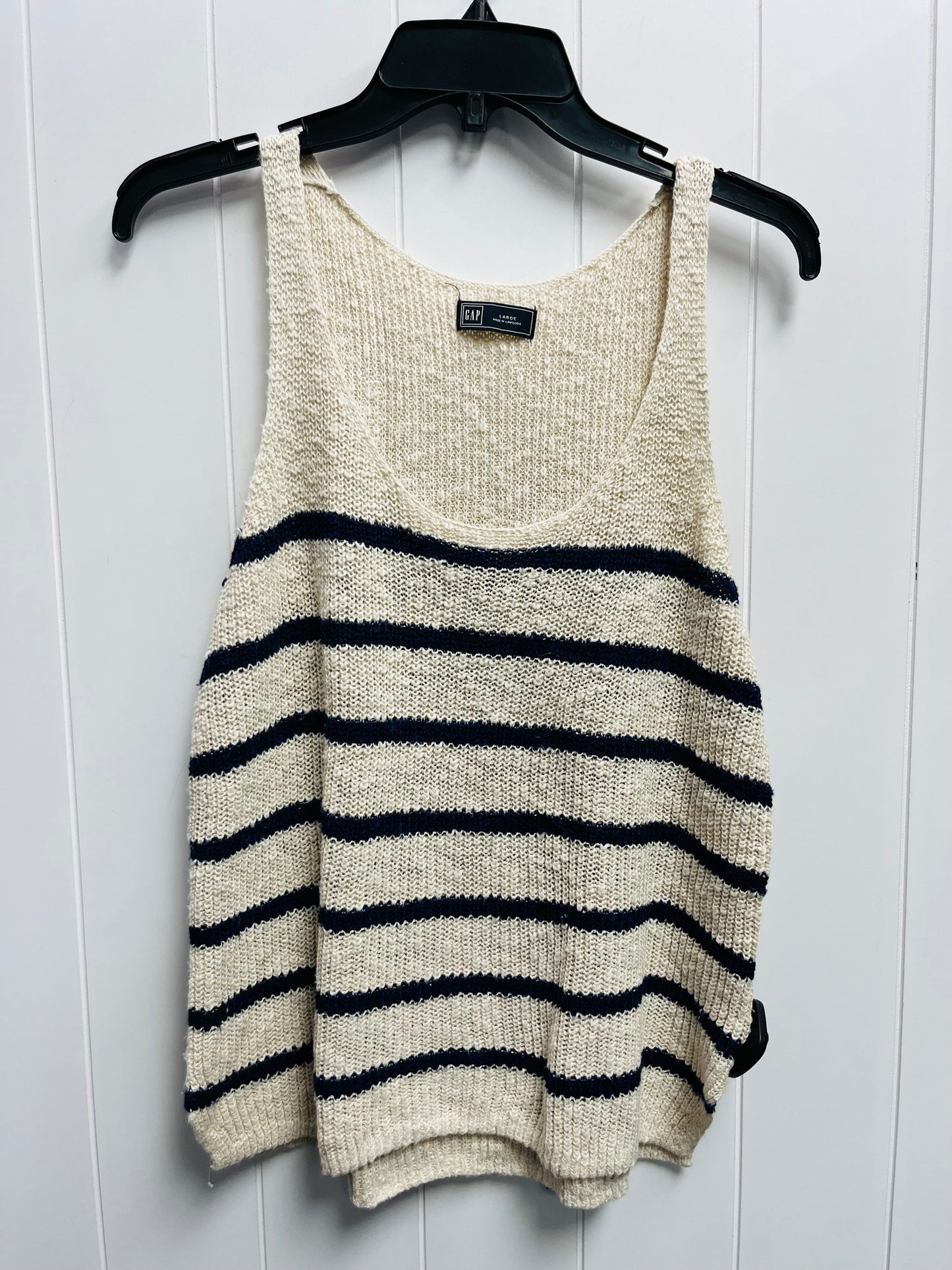 Top Sleeveless By Gap In Blue & Cream, Size: L