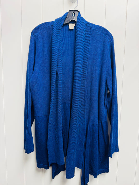 Sweater Cardigan By Chicos In Blue, Size: Xxl