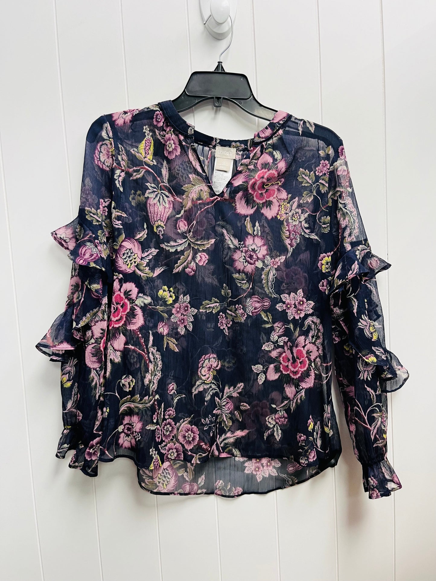 Blouse Long Sleeve By Chicos In Purple, Size: S