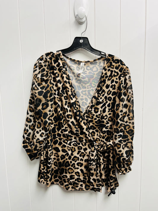 Top Long Sleeve By Perseption Concept In Animal Print, Size: M