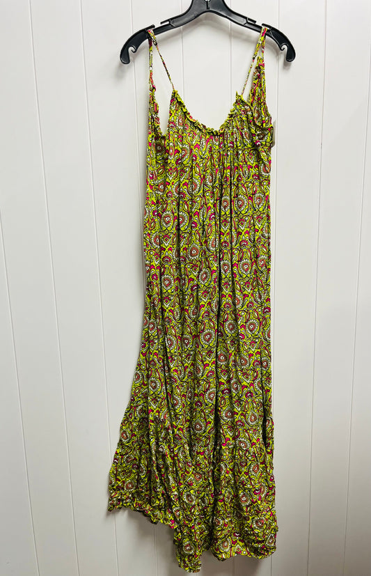 Dress Casual Midi By Anthropologie In Green & Pink, Size: Xs