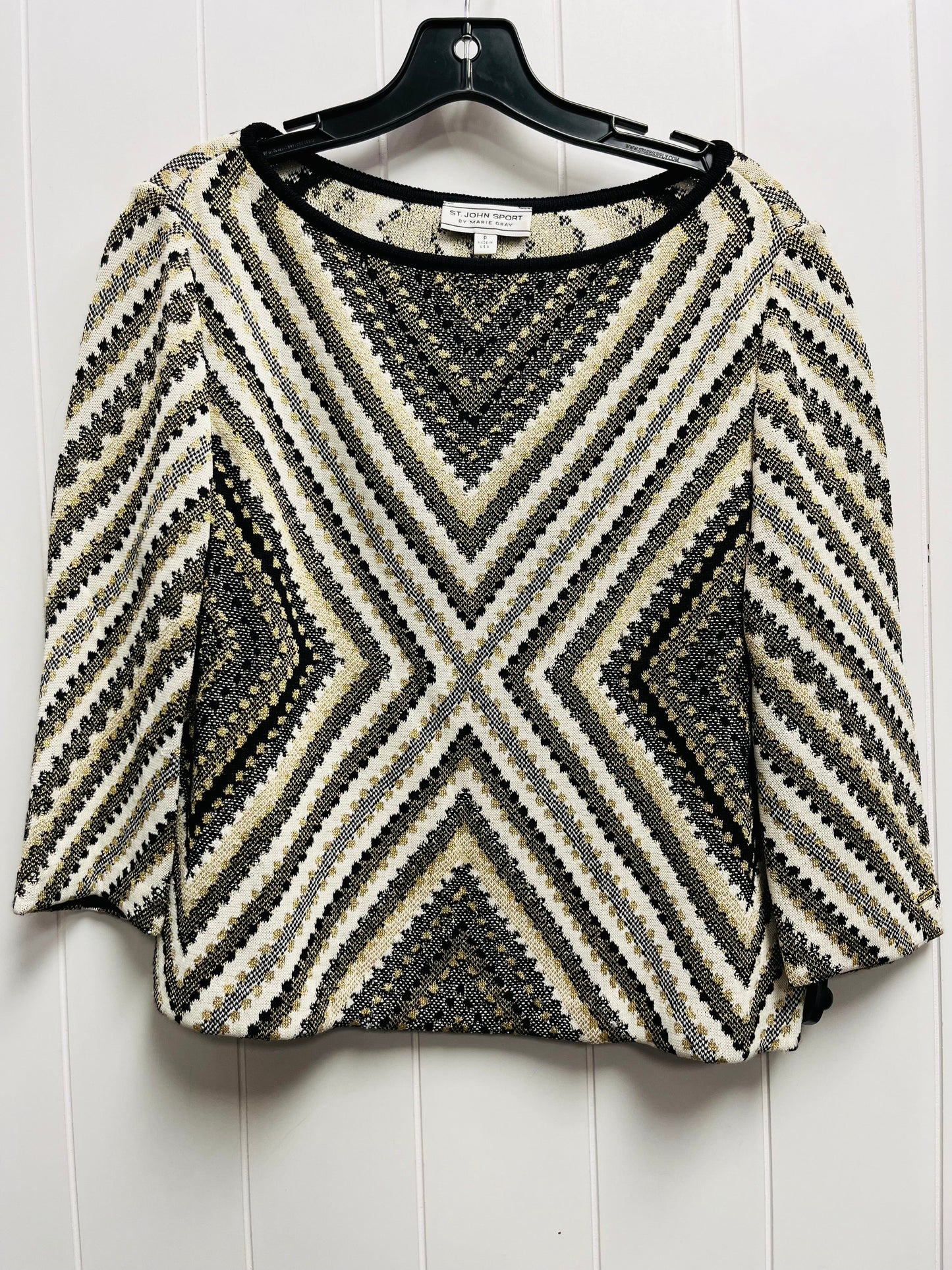 Sweater Luxury Designer By St John Collection In Black & Gold, Size: S