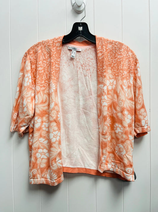 Sweater Cardigan By Isaac Mizrahi Live Qvc In Orange & White, Size: L