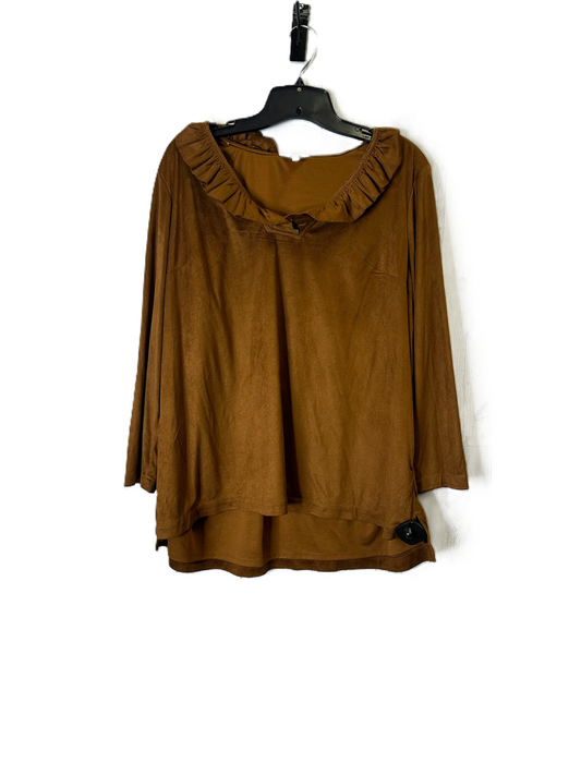 Top Long Sleeve By Crown And Ivy In Brown, Size: 1x