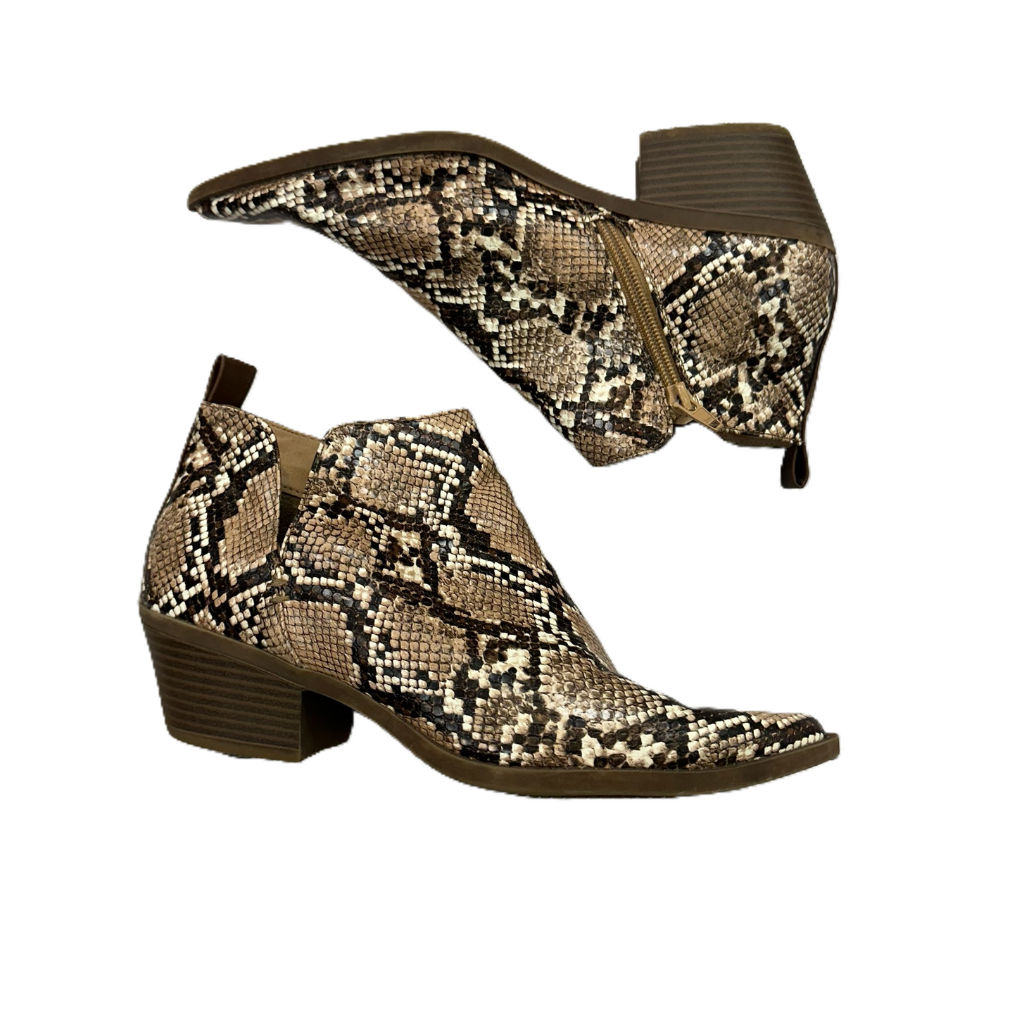 Boots Ankle Flats By Time And Tru In Snakeskin Print, Size: 9