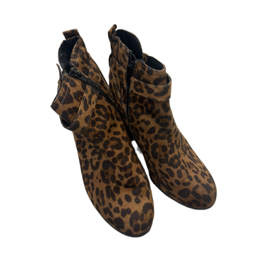 Boots Ankle Heels By Time And Tru In Animal Print, Size: 8