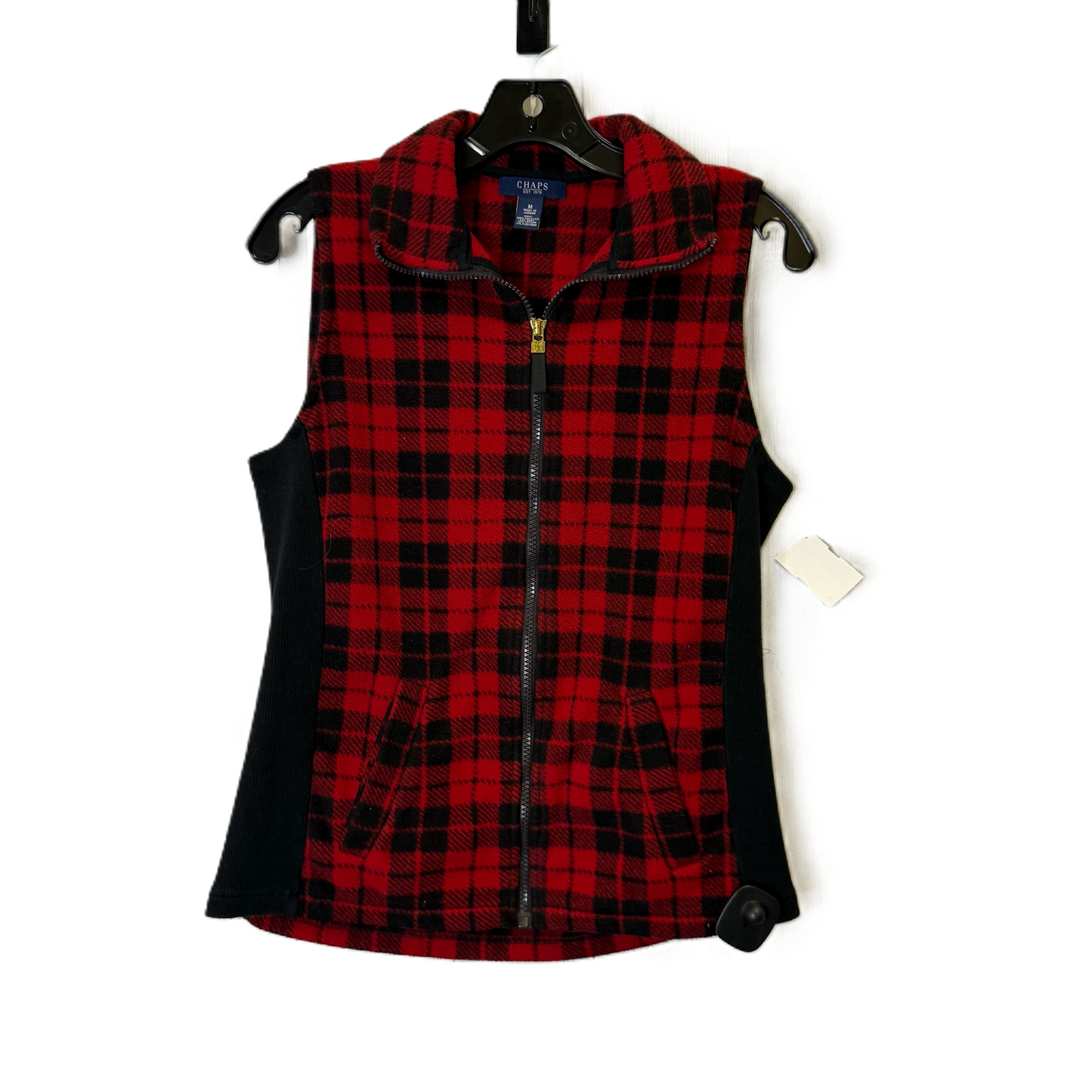 Vest Fleece By Chaps In Plaid Pattern, Size: M