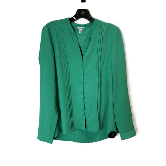 Top Long Sleeve By Calvin Klein In Green, Size: S