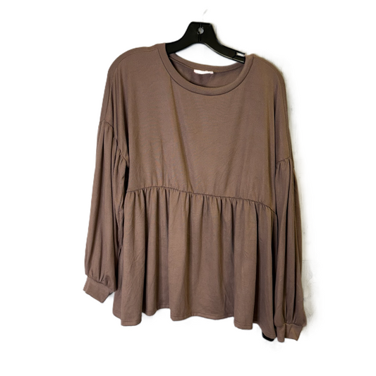 Top Long Sleeve By Pink Lily In Brown, Size: M