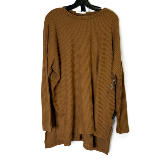 Top Long Sleeve Basic By Zenana Outfitters In Brown, Size: M