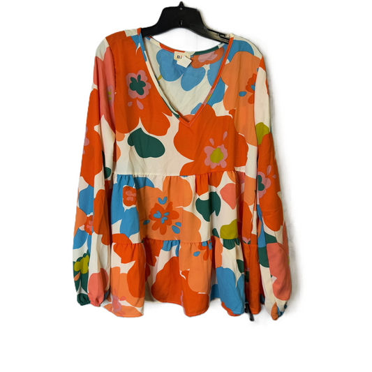 Top Long Sleeve By Bibi In Orange, Size: L