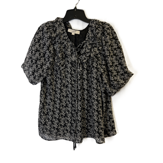 Top Short Sleeve By Loft In Black, Size: Xl