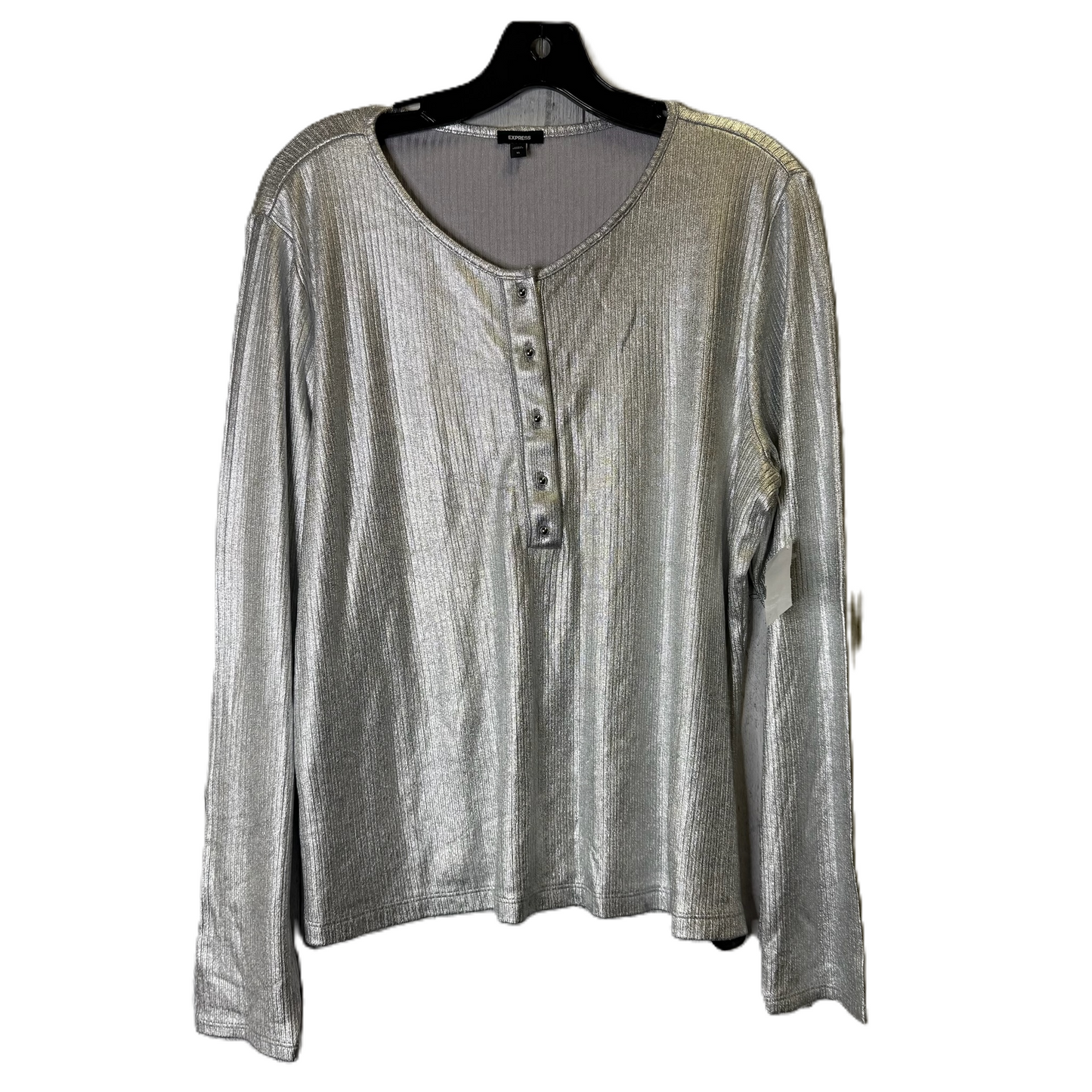 Top Long Sleeve By Express In Silver, Size: Xl