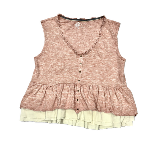 Pink & White Top Sleeveless By Pilcro, Size: L