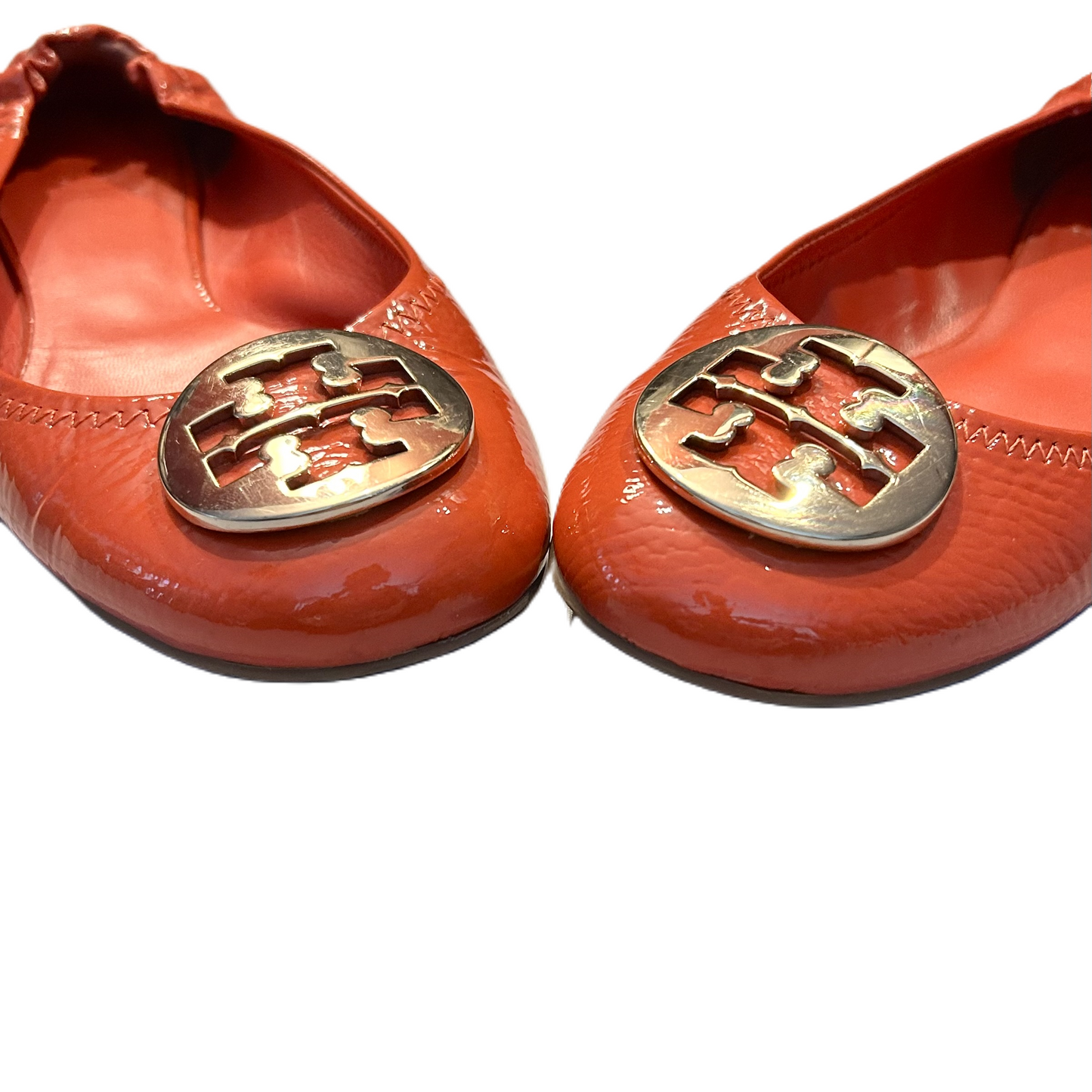 Shoes Designer By Tory Burch In Gold & Orange, Size: 8