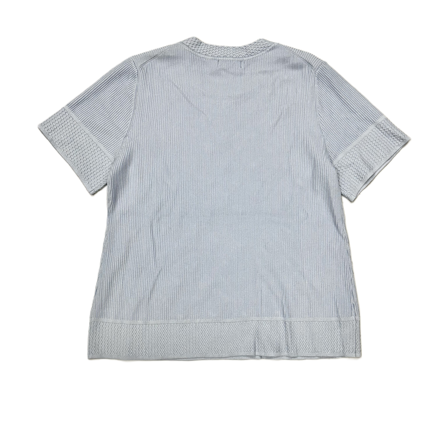 Top Short Sleeve Designer By Karl Lagerfeld In Blue & White, Size: Xl