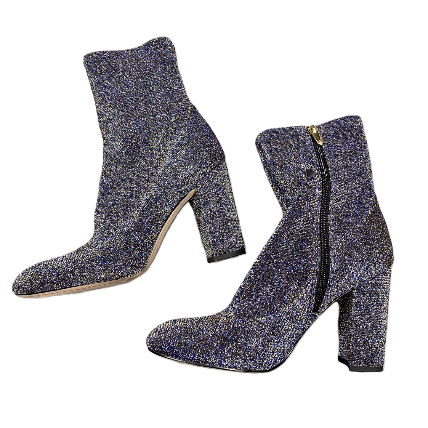 Boots Ankle Heels By Sam Edelman In Blue & Silver, Size: 9