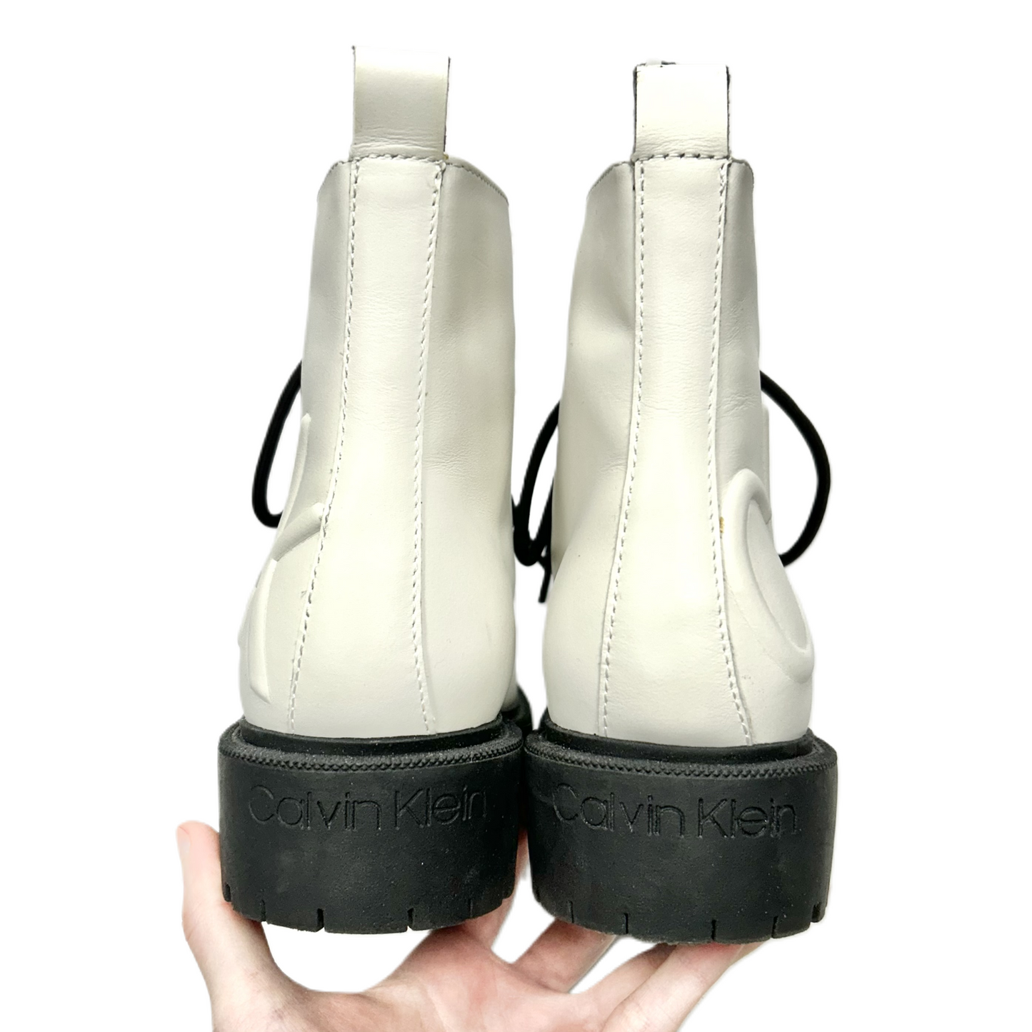 Boots Combat By Calvin Klein In Ivory, Size: 8