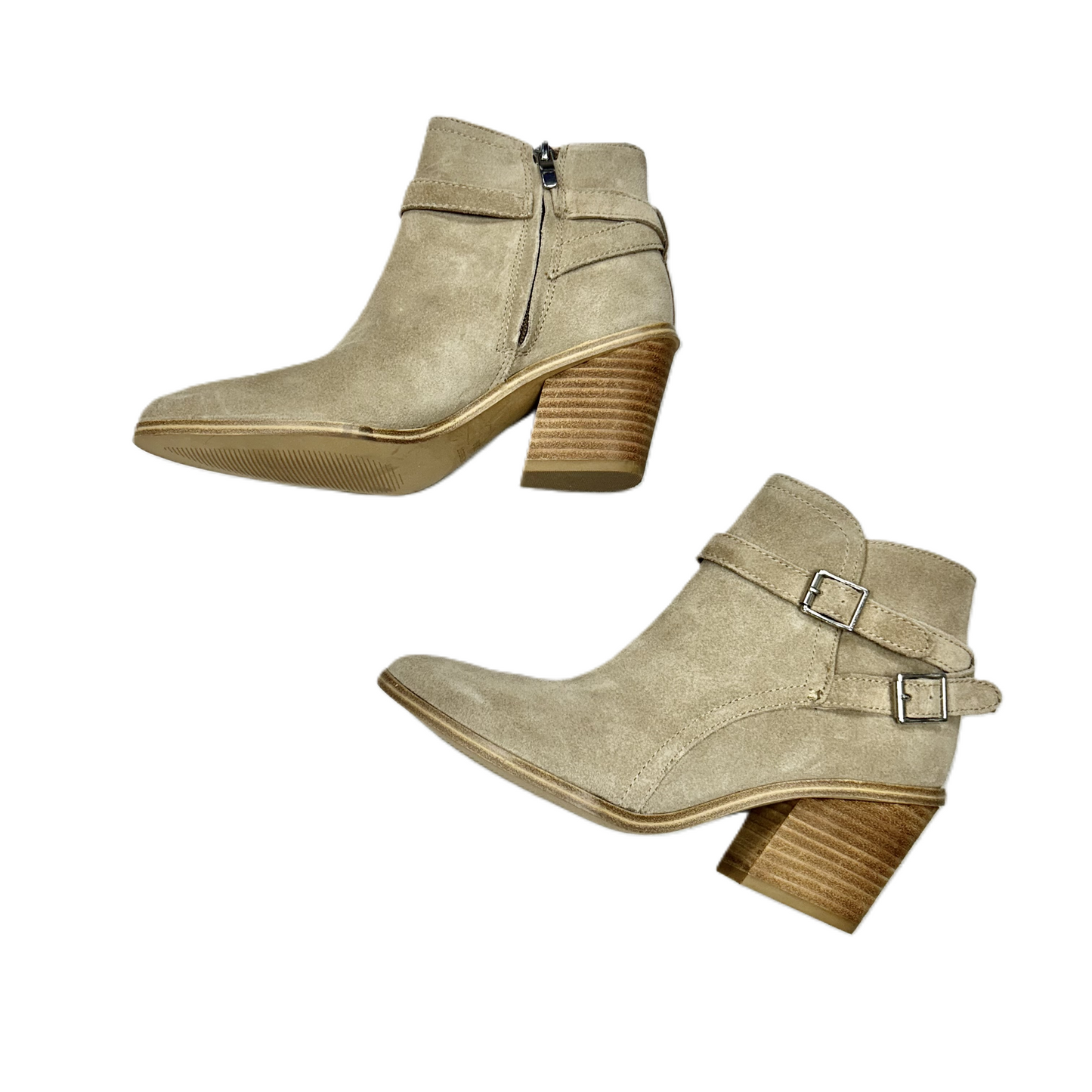 Boots Ankle Heels By Nine West In Tan, Size: 6.5