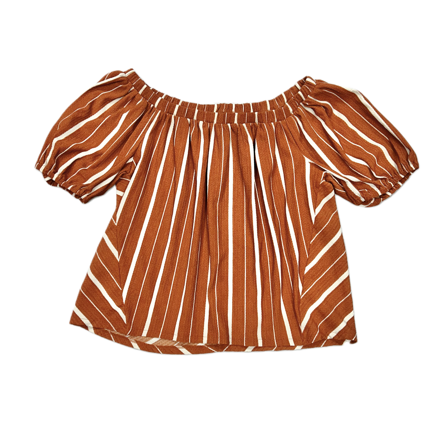 Top Short Sleeve By Anthropologie In Rust & Cream, Size: M