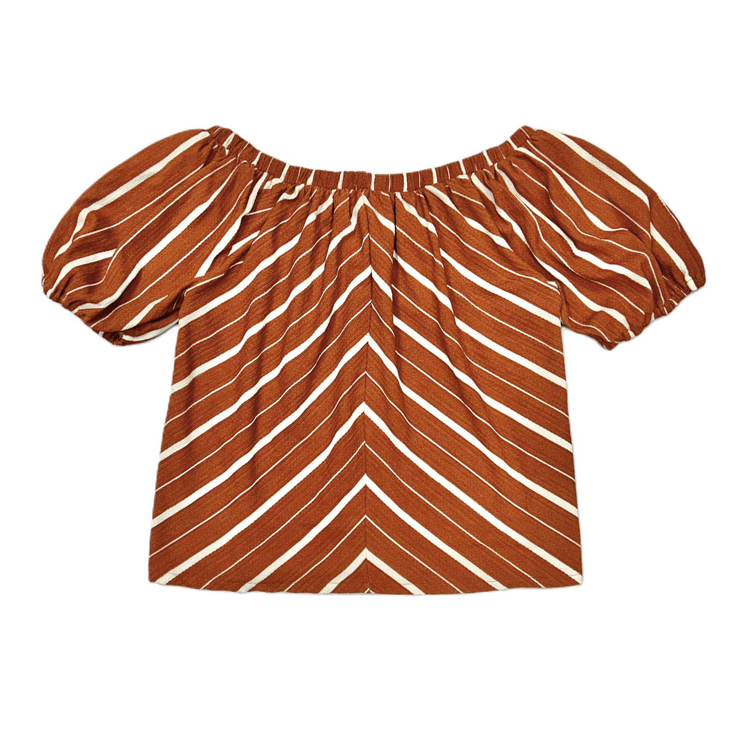 Top Short Sleeve By Anthropologie In Rust & Cream, Size: M