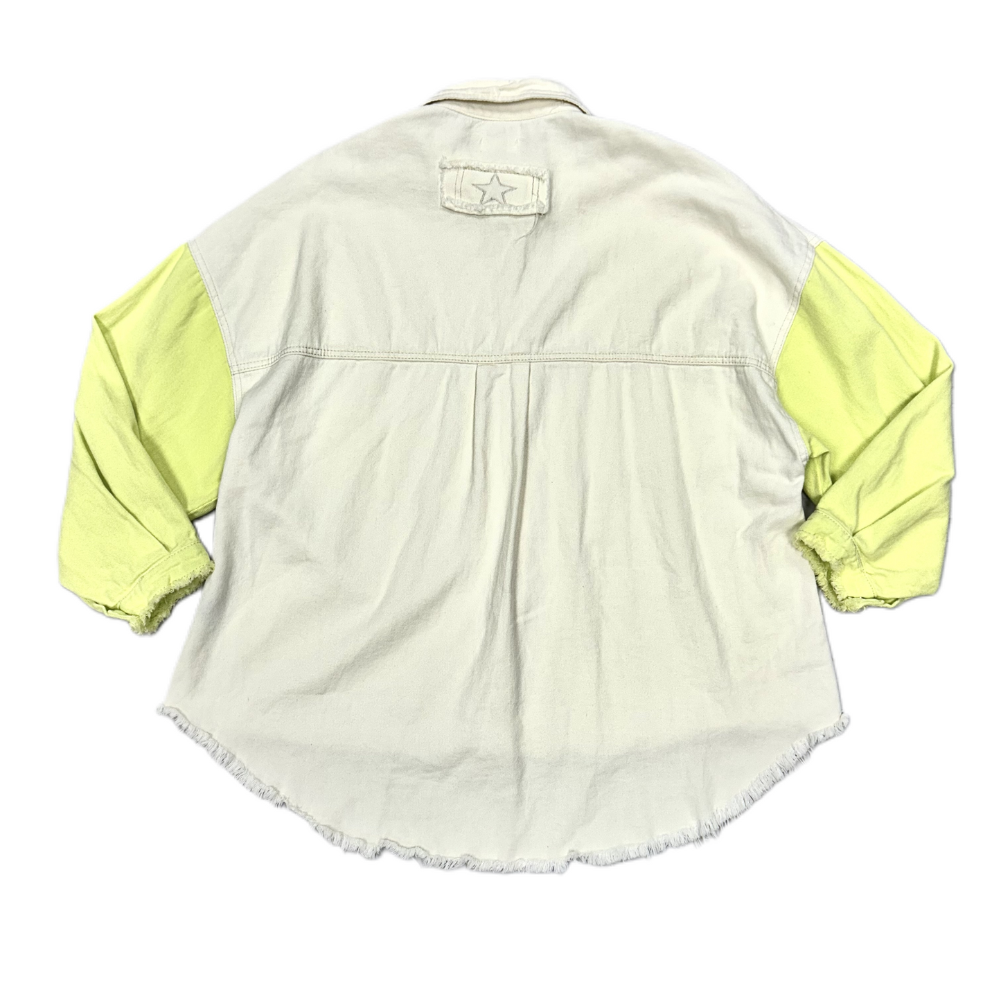 Jacket Shirt By Pol In Cream & Green, Size: M