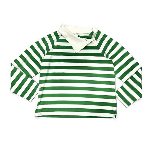 Top Long Sleeve By J. Crew In Green & White, Size: L