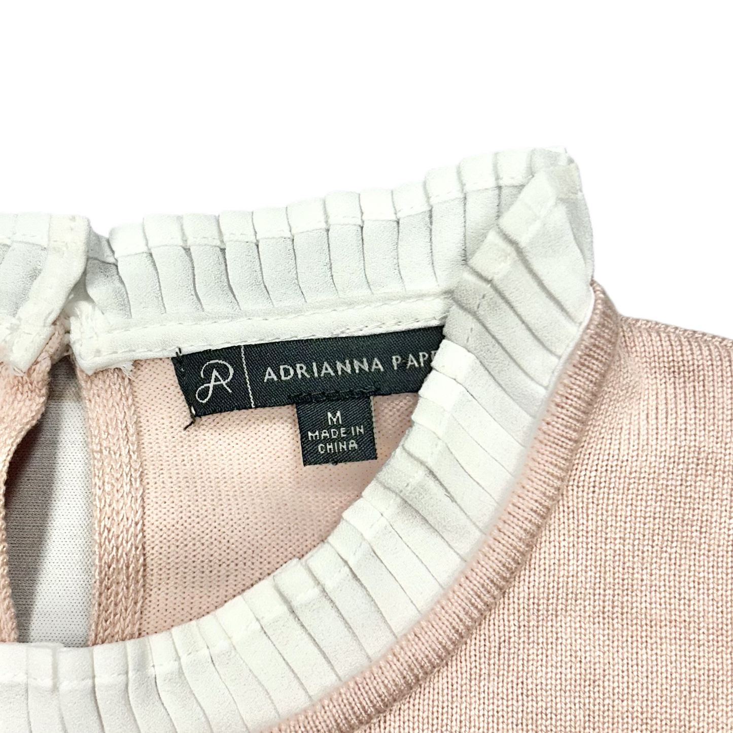 Sweater By Adrianna Papell In Pink & White, Size: M