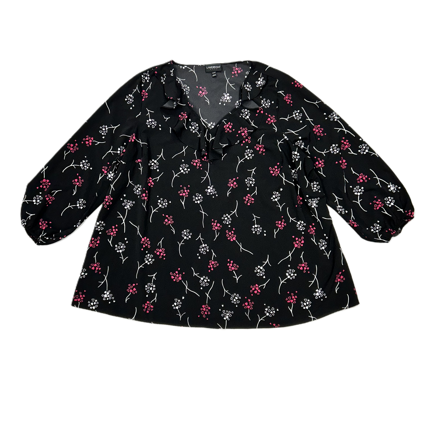 Top Long Sleeve By Lane Bryant In Black & Pink, Size: 3x