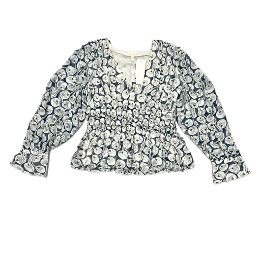 Top Long Sleeve By Rebecca Taylor In Blue & White, Size: S