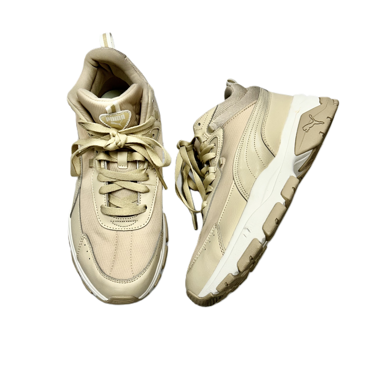 Shoes Sneakers By Puma In Tan & White, Size: 11