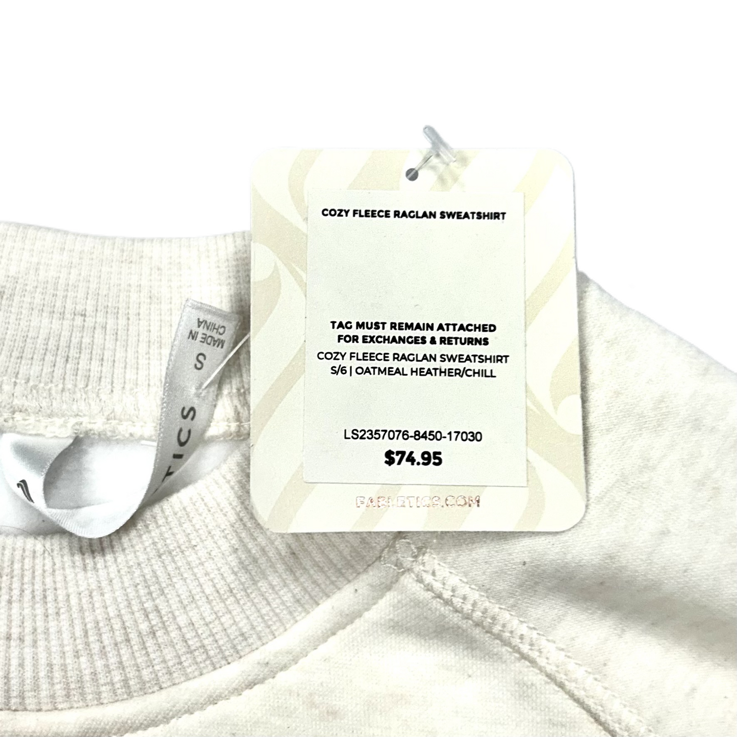 Athletic Sweatshirt Crewneck By Fabletics In Cream, Size: S