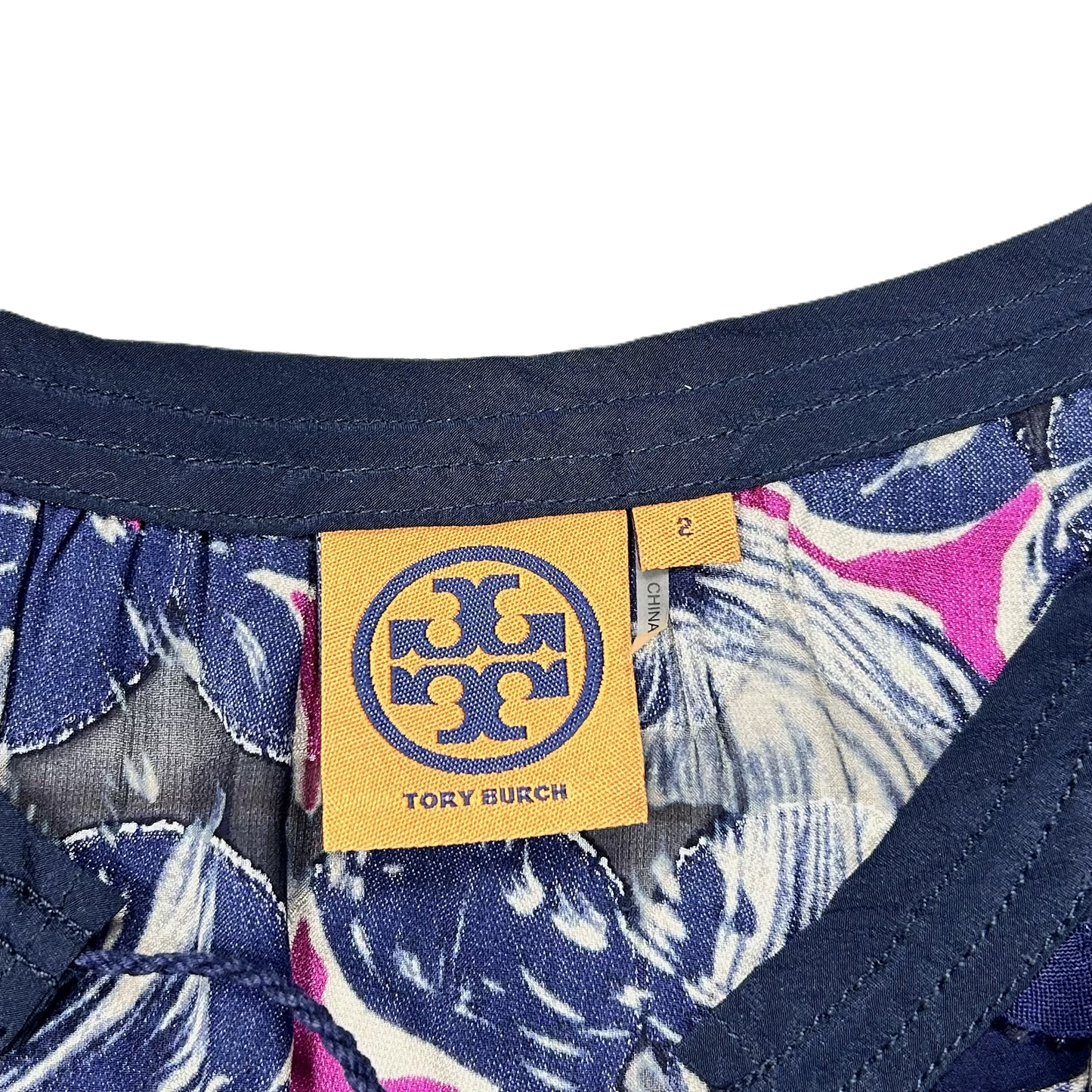 Top Long Sleeve Designer By Tory Burch In Blue & Pink, Size: Xs