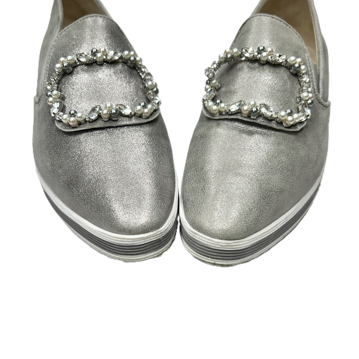 Shoes Designer By Karl Lagerfeld In Silver, Size: 8.5