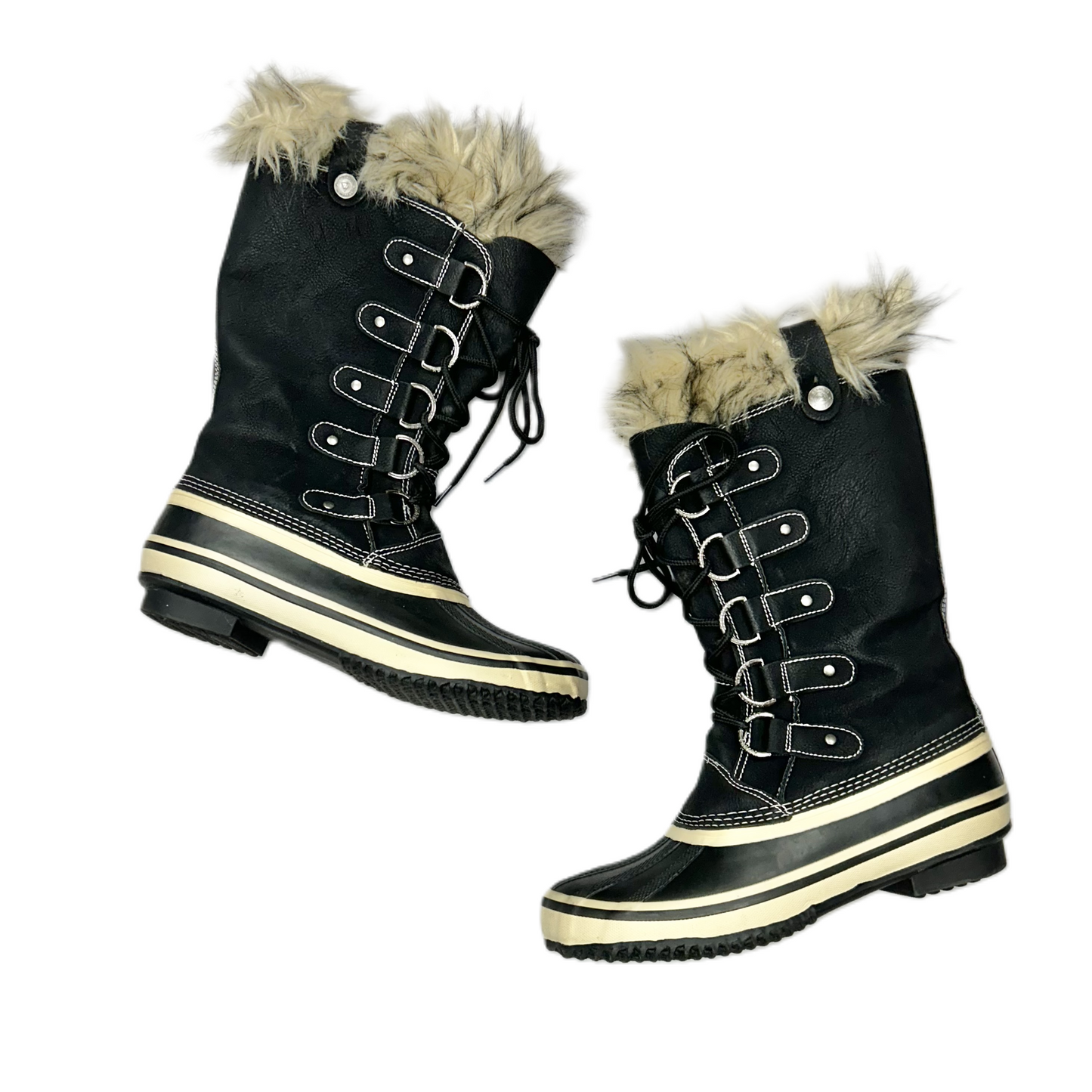 Boots Snow By Absolute Canada In Black & Cream, Size: 8