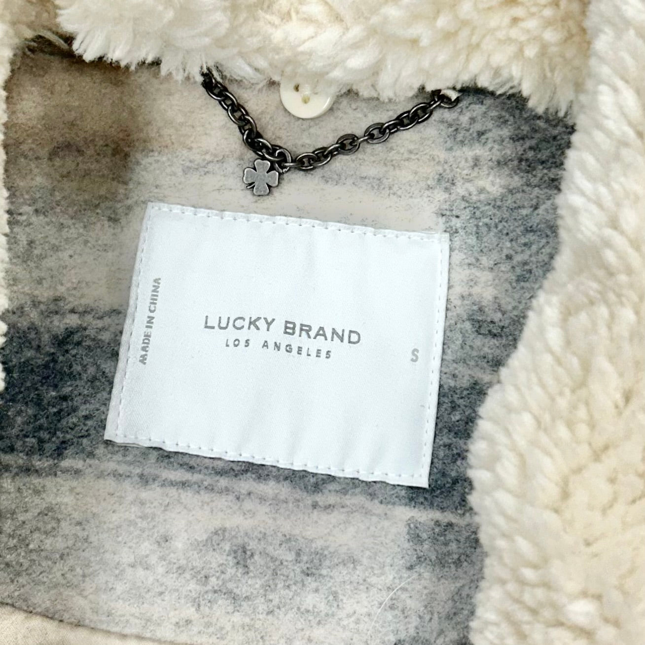 Coat Peacoat By Lucky Brand In Cream & Grey, Size: S