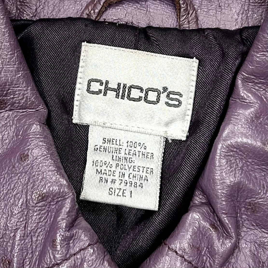 Jacket Leather By Chicos In Purple, Size: M