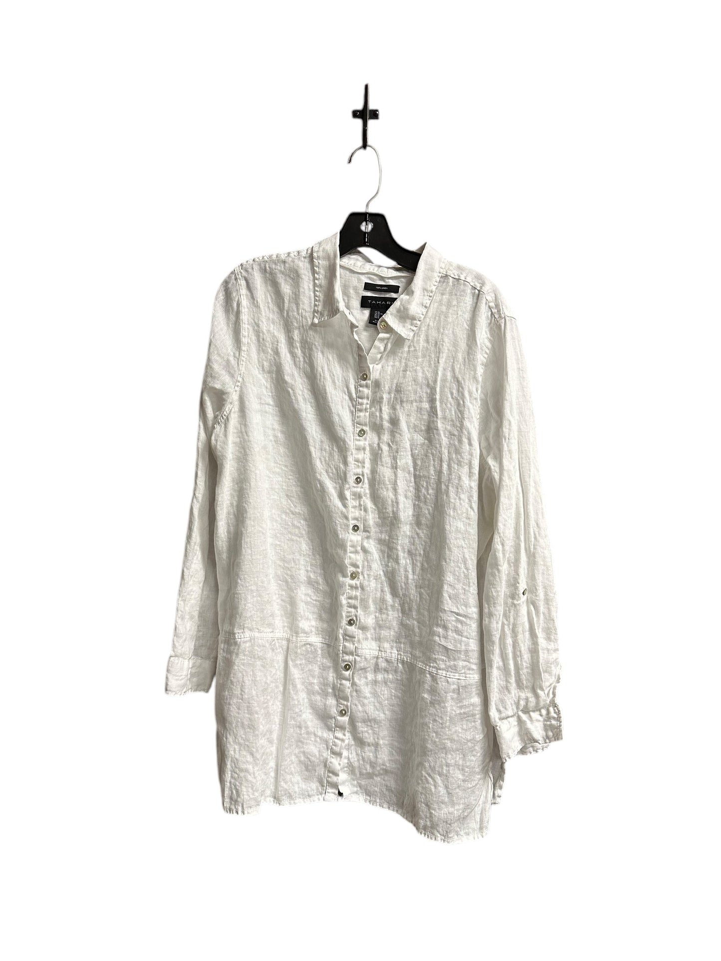 Blouse Long Sleeve By Tahari By Arthur Levine In White, Size: Xl