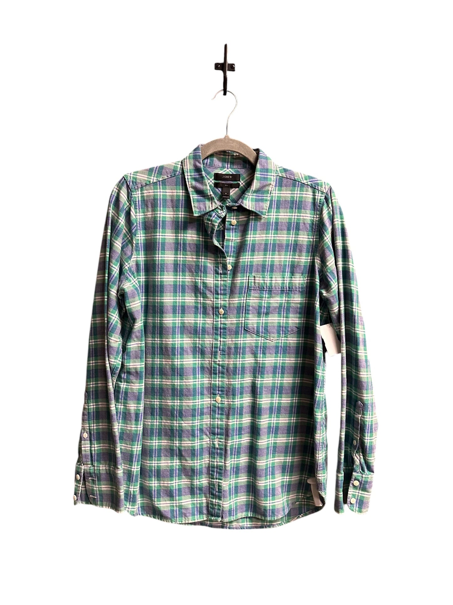 Blouse Long Sleeve By J. Crew In Plaid Pattern, Size: M