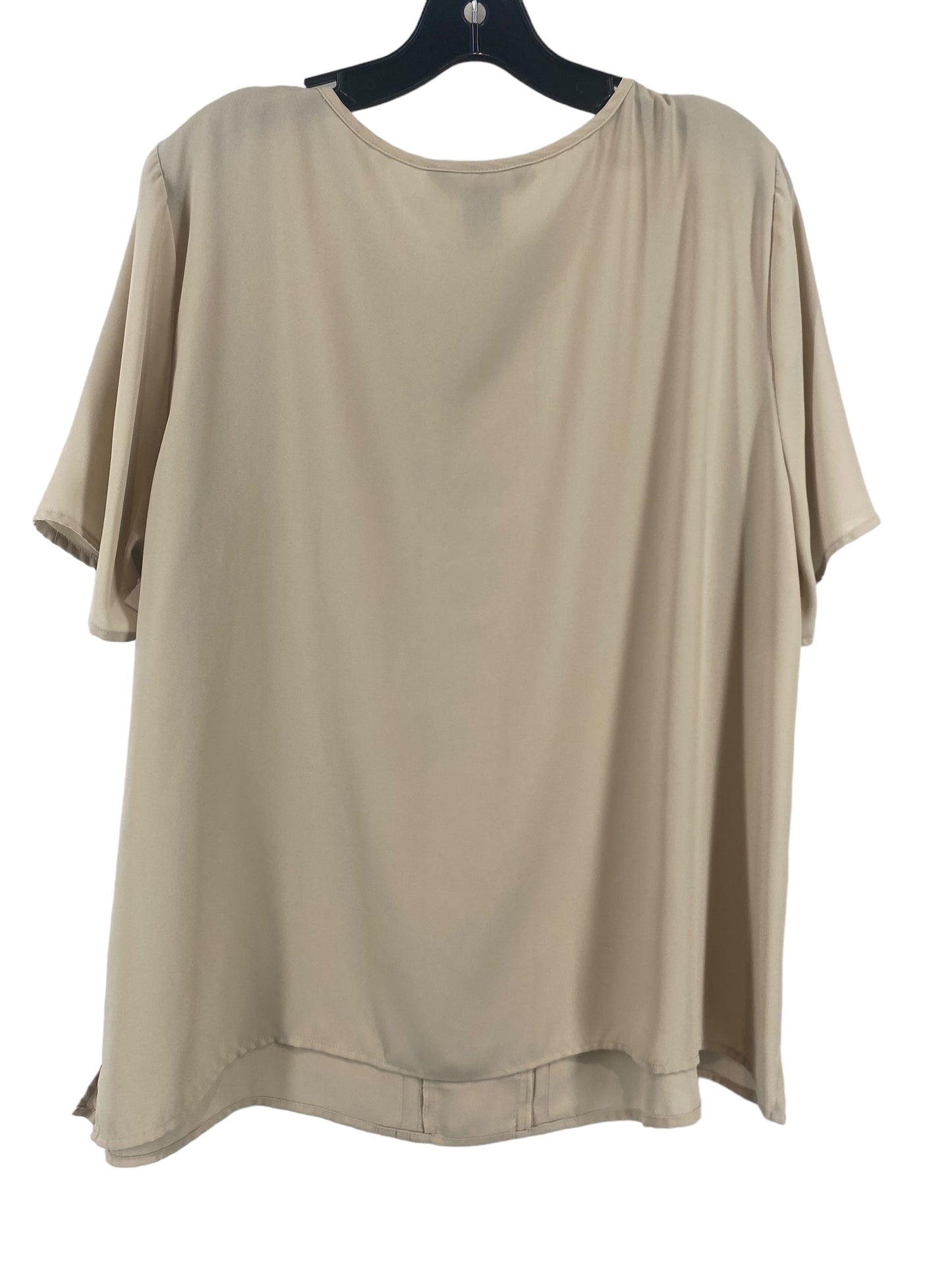 Tan Blouse Short Sleeve Investments, Size 1x