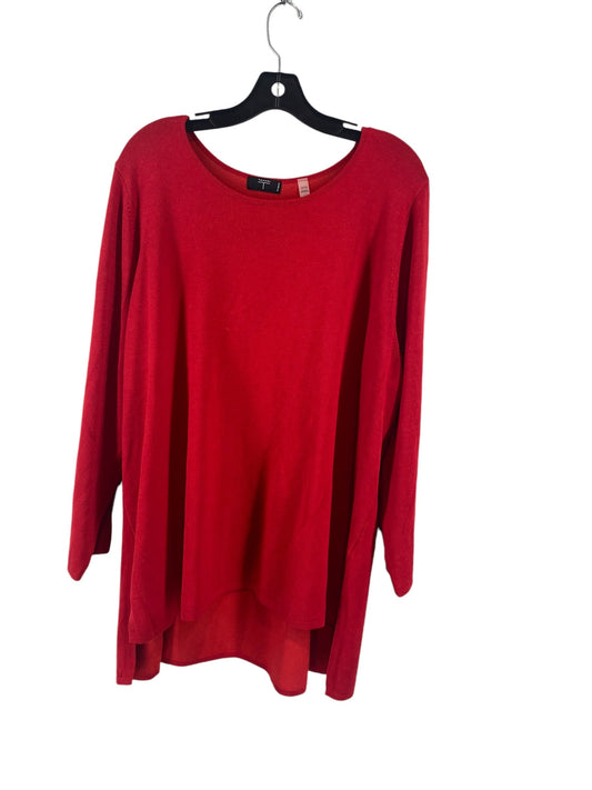 Top Long Sleeve By Tahari By Arthur Levine In Red, Size: 2x