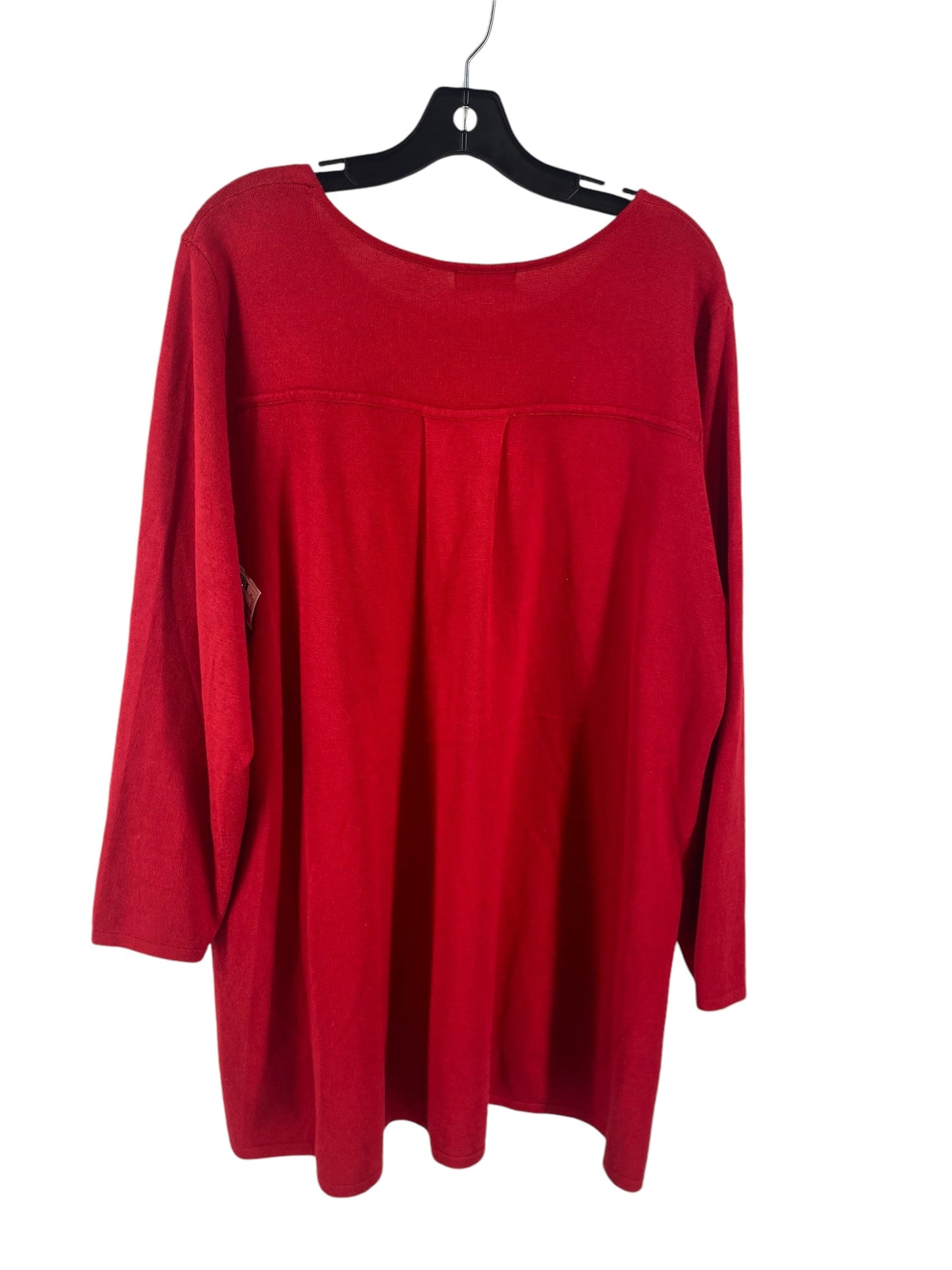 Top Long Sleeve By Tahari By Arthur Levine In Red, Size: 2x