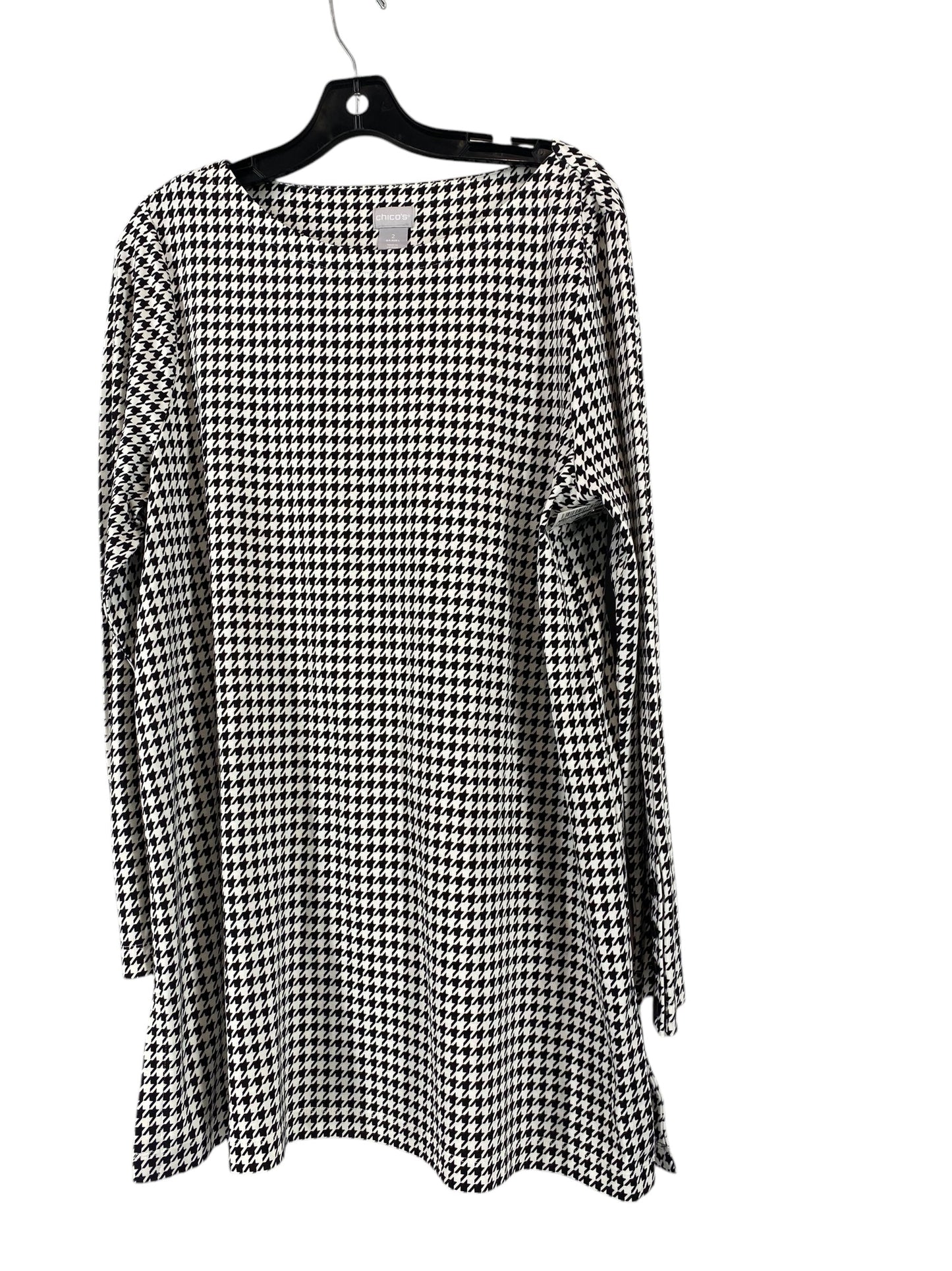 Tunic 3/4 Sleeve By Chicos In Black & White, Size: 2