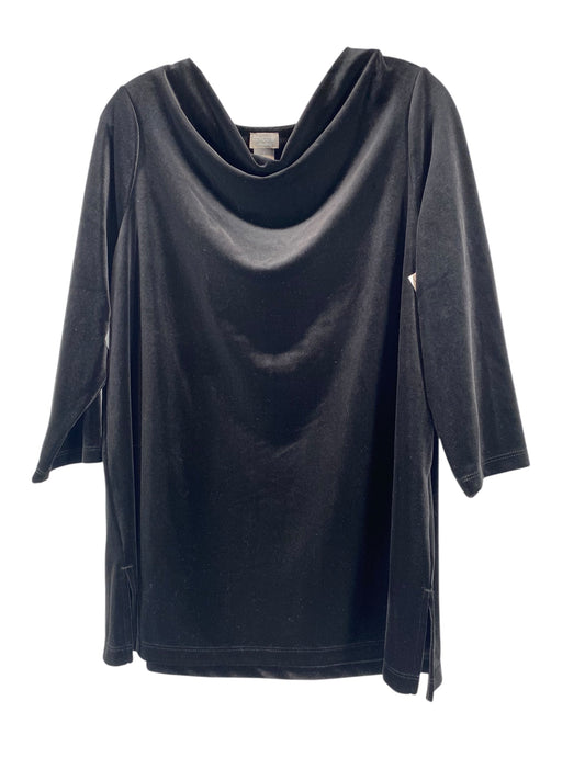 Top 3/4 Sleeve By Chicos In Black, Size: 2