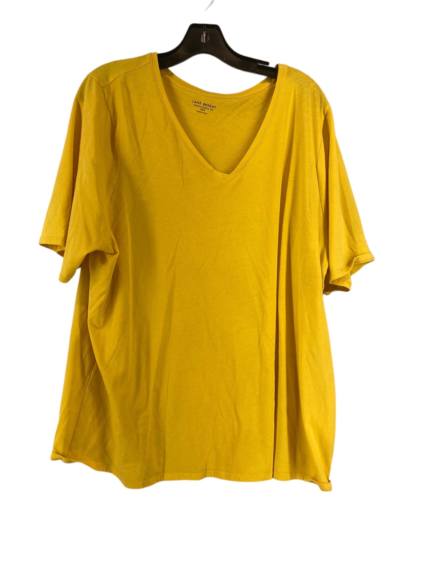 Yellow Top Short Sleeve Basic Lane Bryant, Size 22