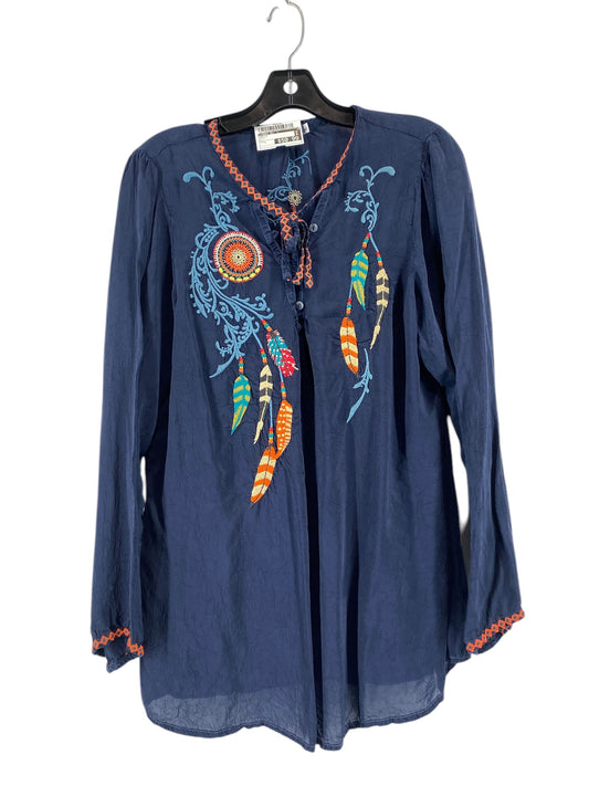 Top Long Sleeve By Johnny Was In Blue, Size: L